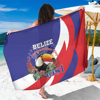 Printed Independence Day sarong with Belize flag design and toucan center motif