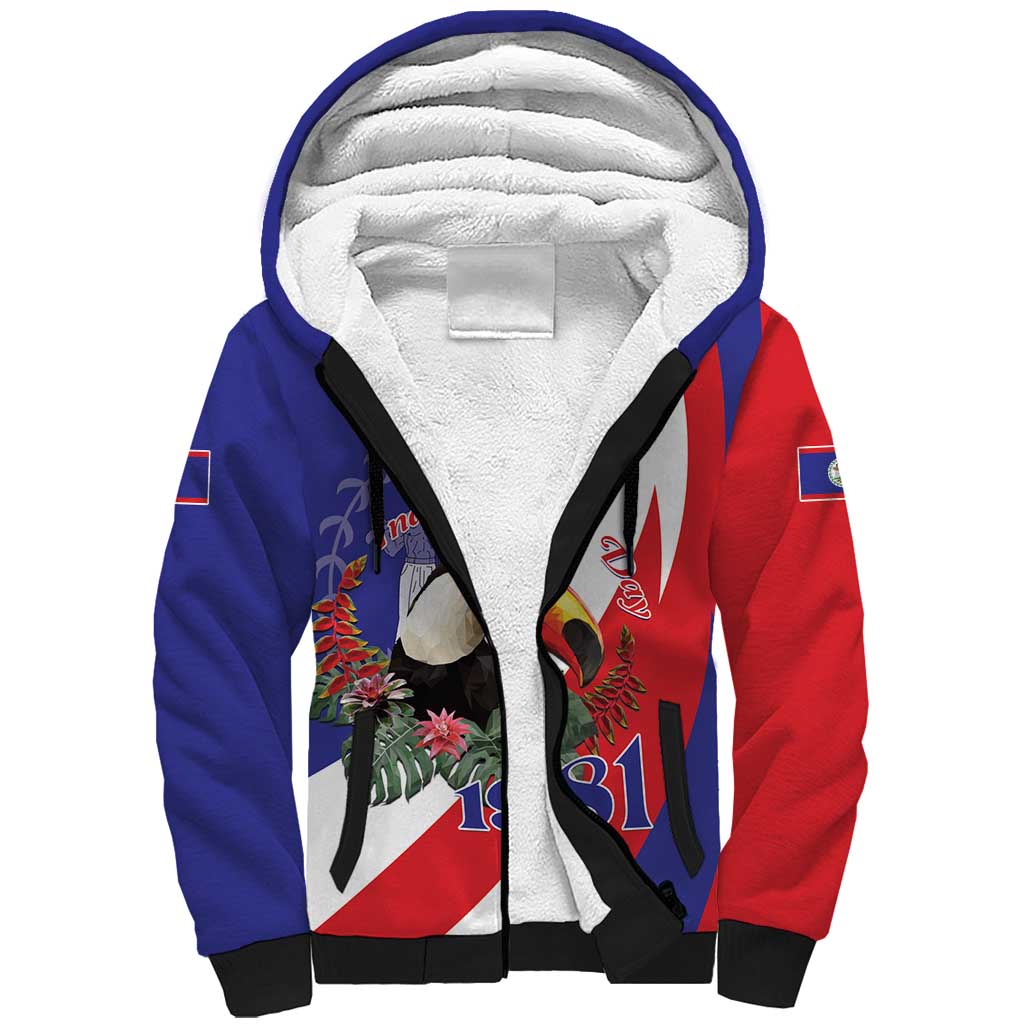 Belize Independence Day 1981 Sherpa Hoodie Bileez Keel Billed Toucan