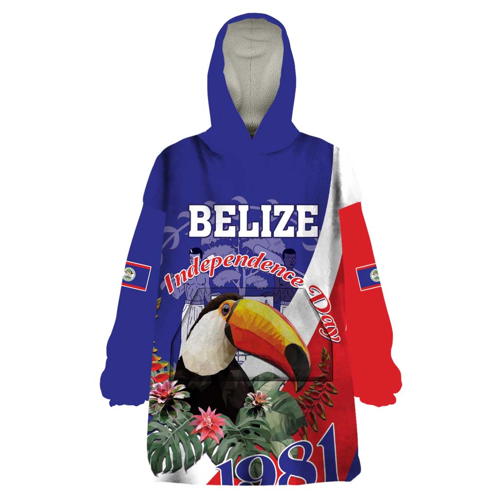 Belize Independence Day 1981 Wearable Blanket Hoodie Bileez Keel Billed Toucan