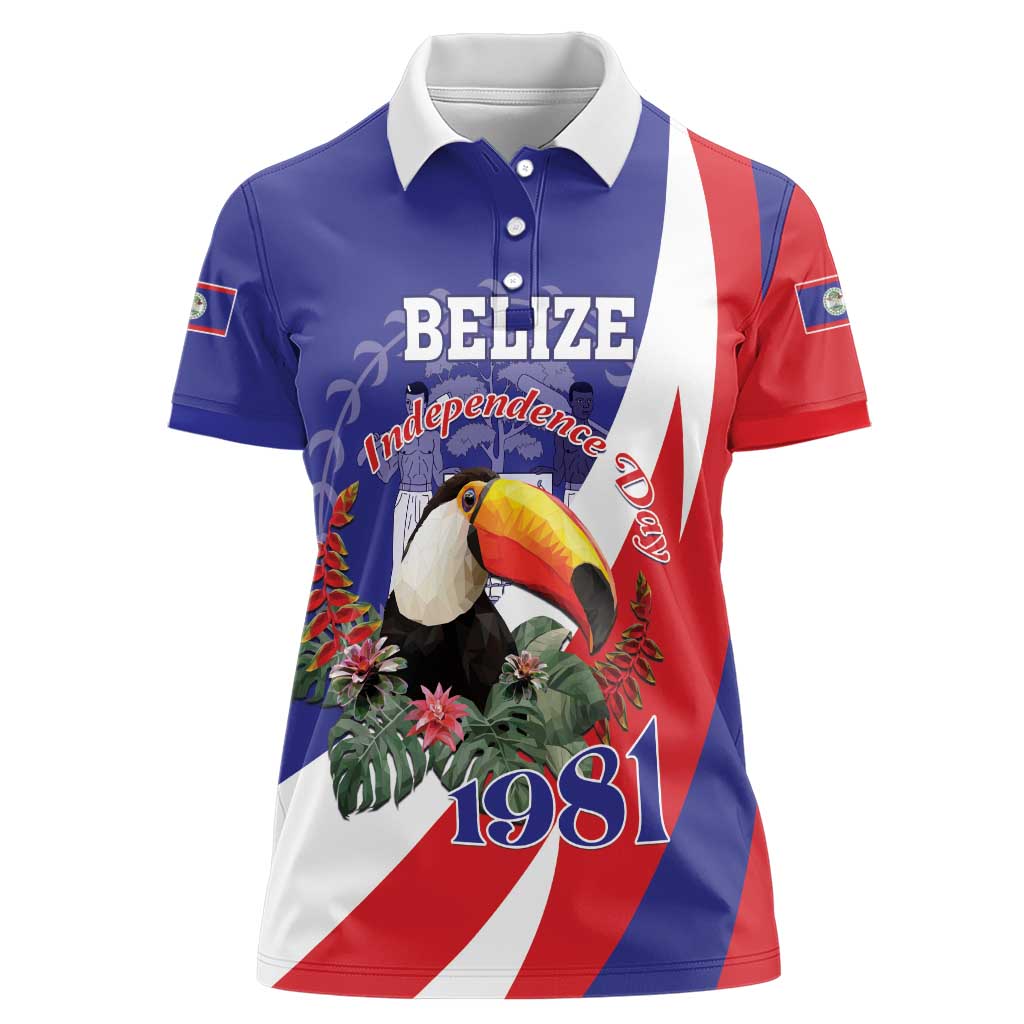 Belize Independence Day 1981 Women Polo Shirt Bileez Keel Billed Toucan