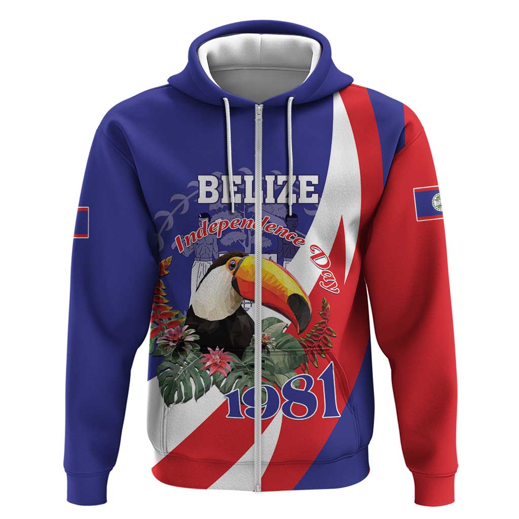 Belize Independence Day 1981 Zip Hoodie Bileez Keel Billed Toucan