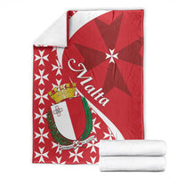 Red Malta themed blanket set folded with starry Maltese cross and white shield center