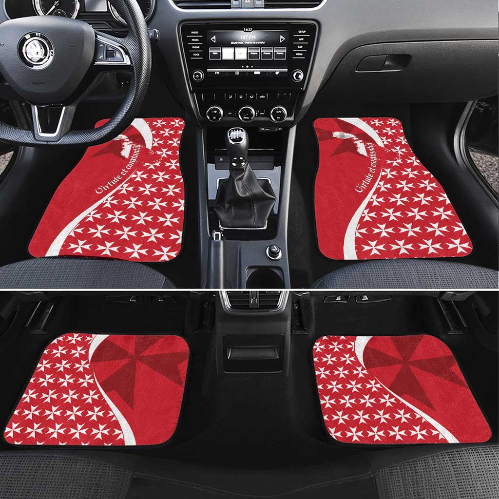 Malta Car Mats Virtute et constantia Maltese Cross Pattern - Wonder Print Shop