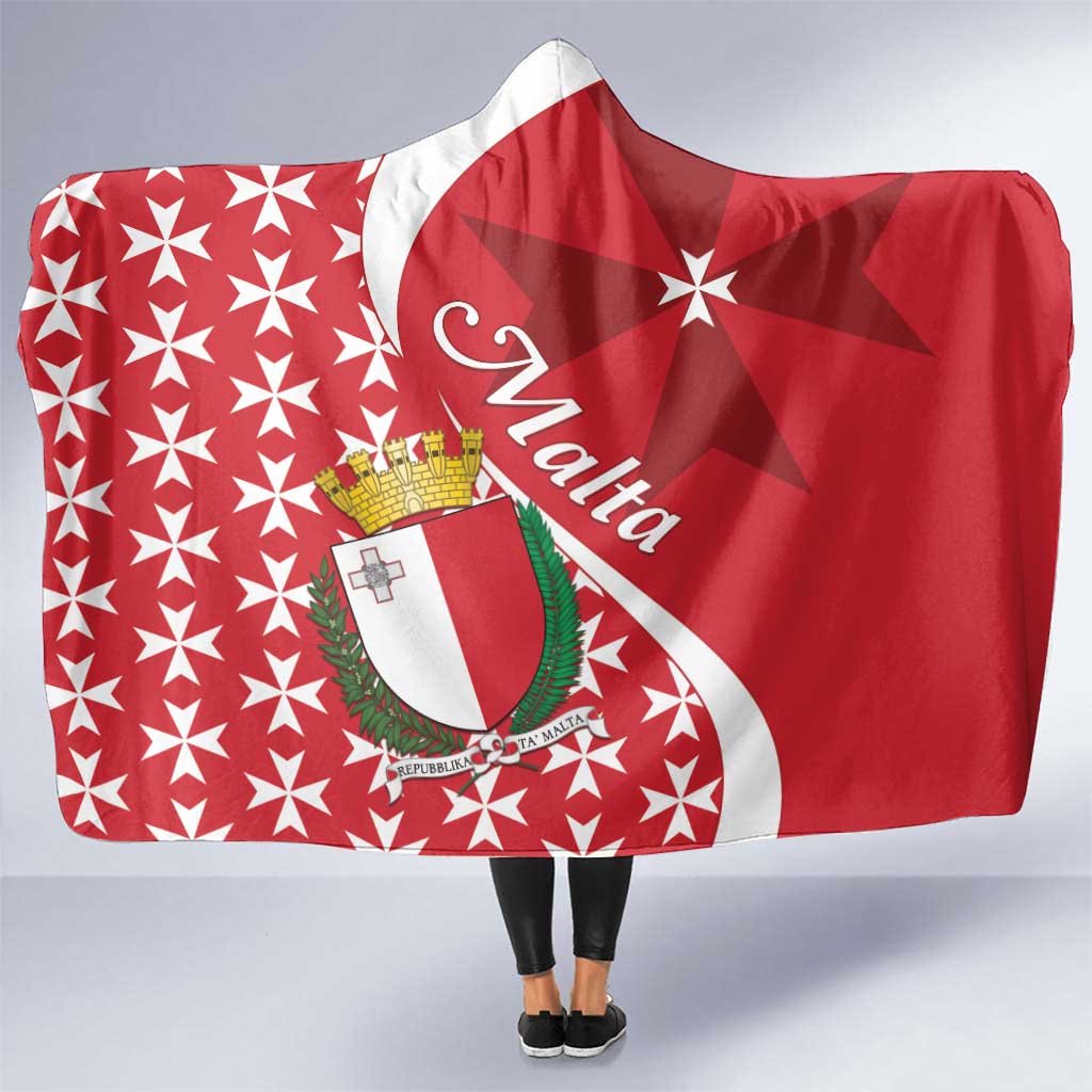 Malta Hooded Blanket Virtute et constantia Maltese Cross Pattern