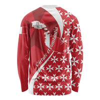 Red long-sleeve shirt with Maltese cross emblem, white stars, and diagonal stripes