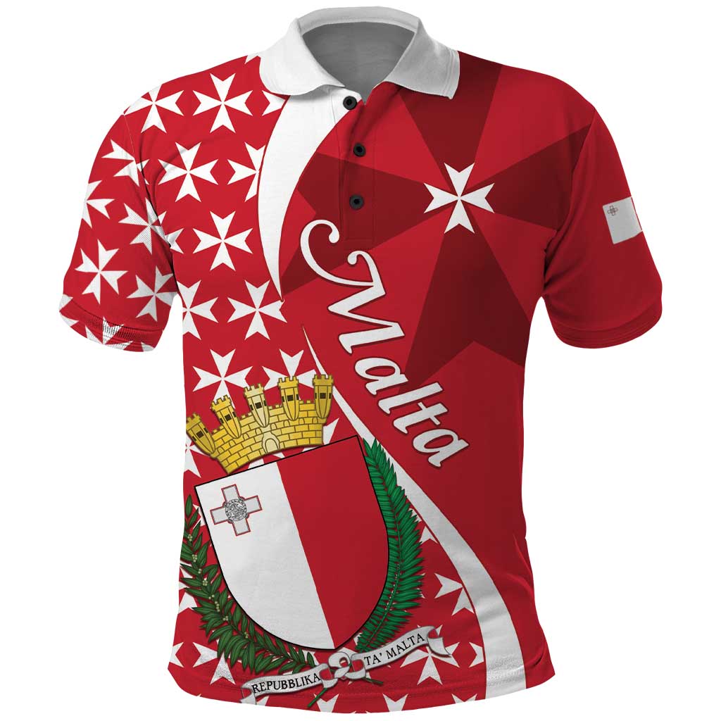 Malta Polo Shirt Virtute et constantia Maltese Cross Pattern - Wonder Print Shop