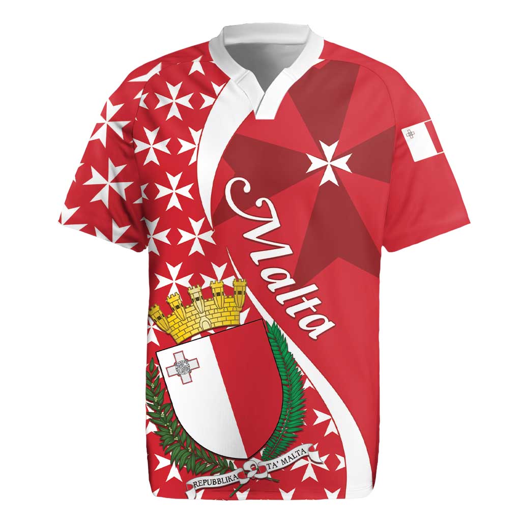 Malta Rugby Jersey Virtute et constantia Maltese Cross Pattern - Wonder Print Shop