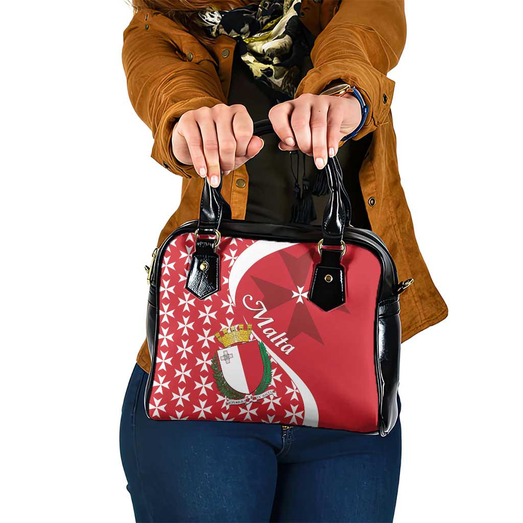 Malta Shoulder Handbag Virtute et constantia Maltese Cross Pattern