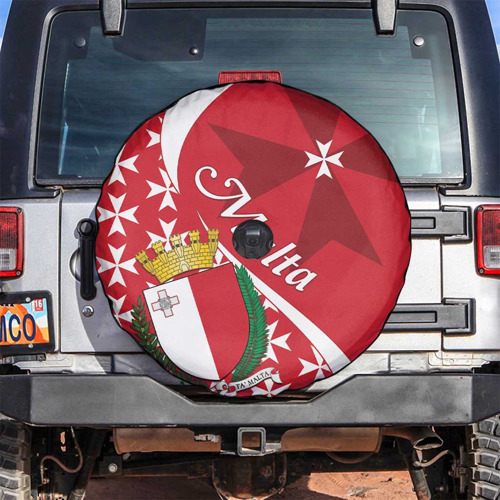 Malta Spare Tire Cover Virtute et constantia Maltese Cross Pattern - Wonder Print Shop