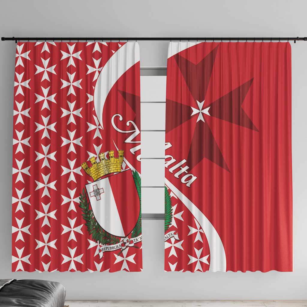 Malta Window Curtain Virtute et constantia Maltese Cross Pattern - Wonder Print Shop