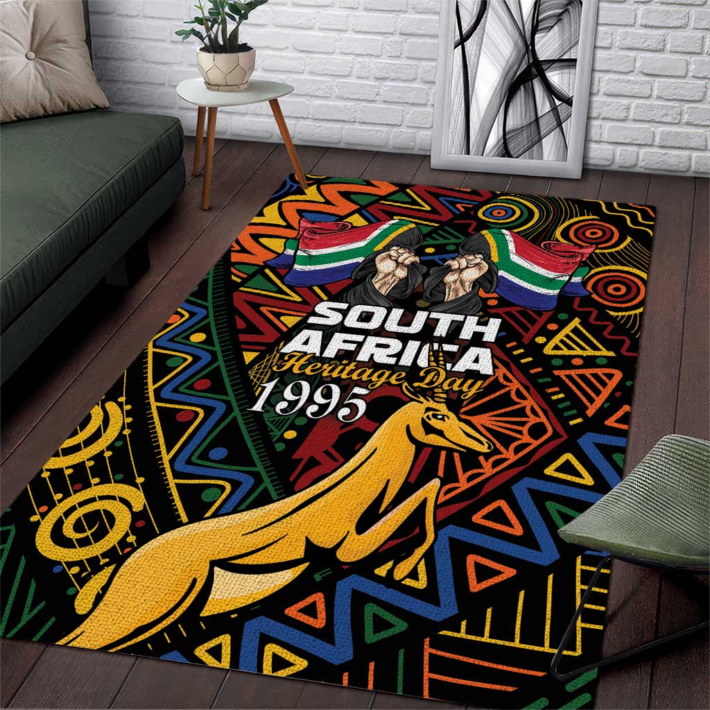 South African Heritage Day Area Rug Springbok African Pattern - Wonder Print Shop