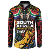 Black button sweatshirt with South Africa Heritage Day 1995 and springbok emblem