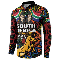 Black button sweatshirt with South Africa Heritage Day 1995 text and large springbok