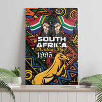 Canvas wall art with SOUTH AFRICA Heritage Day 1995 text, springbok and tribal pattern