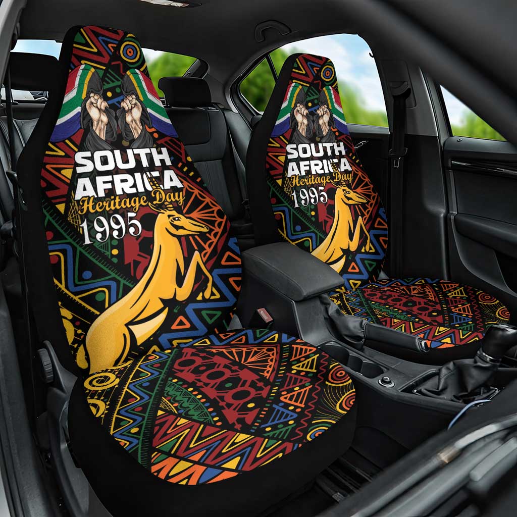 South African Heritage Day Car Seat Cover Springbok African Pattern - Wonder Print Shop