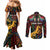 South African Heritage Day Couples Matching Mermaid Dress and Long Sleeve Button Shirt Springbok African Pattern