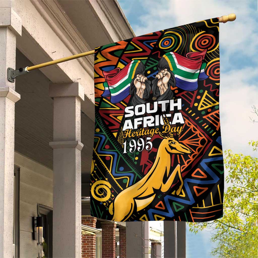 South African Heritage Day Garden Flag Springbok African Pattern - Wonder Print Shop