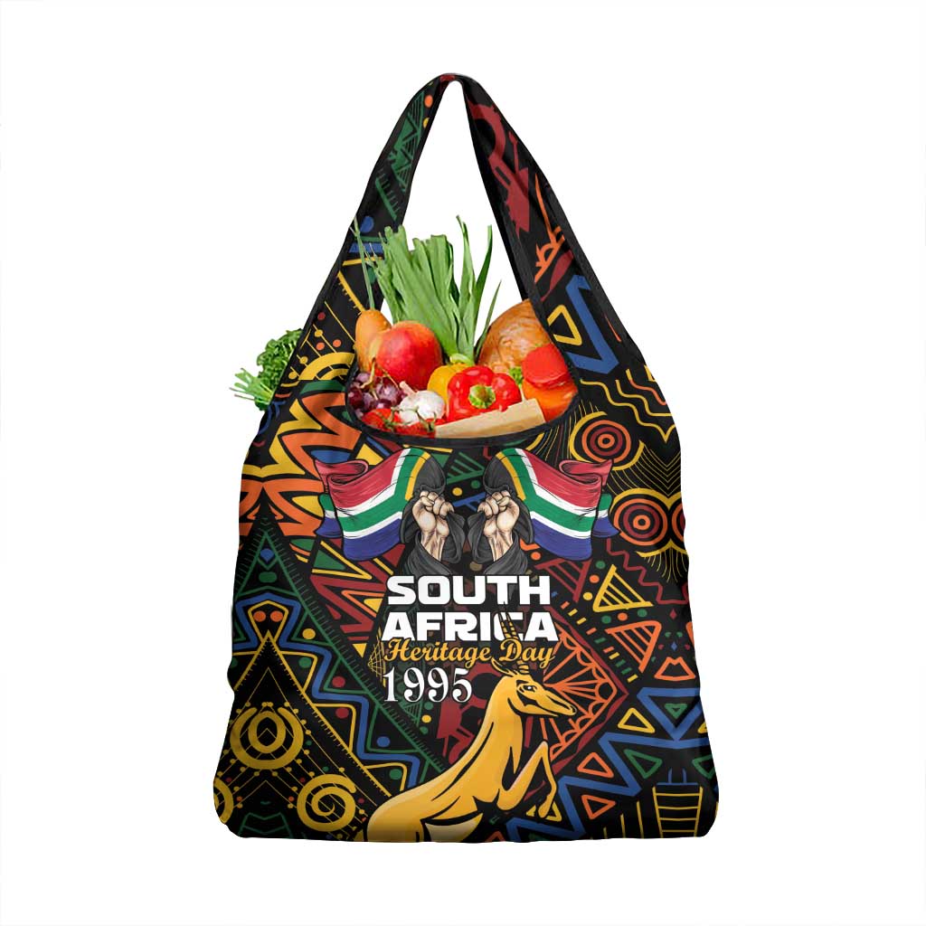 South African Heritage Day Grocery Bag Springbok African Pattern