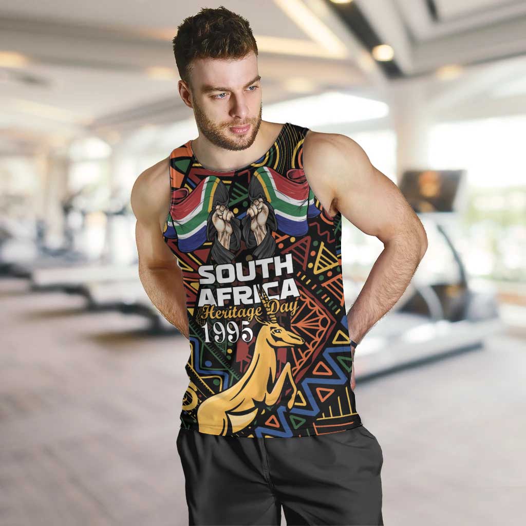 South African Heritage Day Men Tank Top Springbok African Pattern - Wonder Print Shop