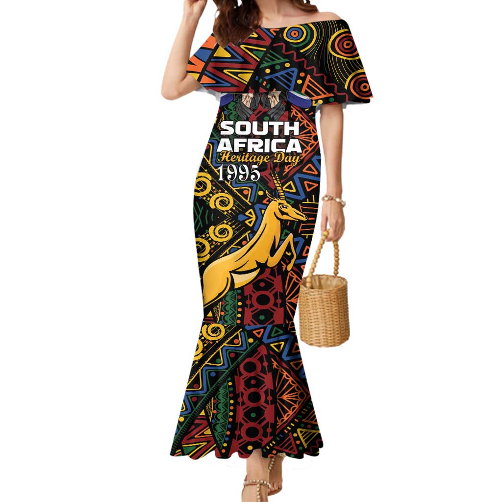 South African Heritage Day Mermaid Dress Springbok African Pattern - Wonder Print Shop