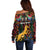 South African Heritage Day Off Shoulder Sweater Springbok African Pattern - Wonder Print Shop