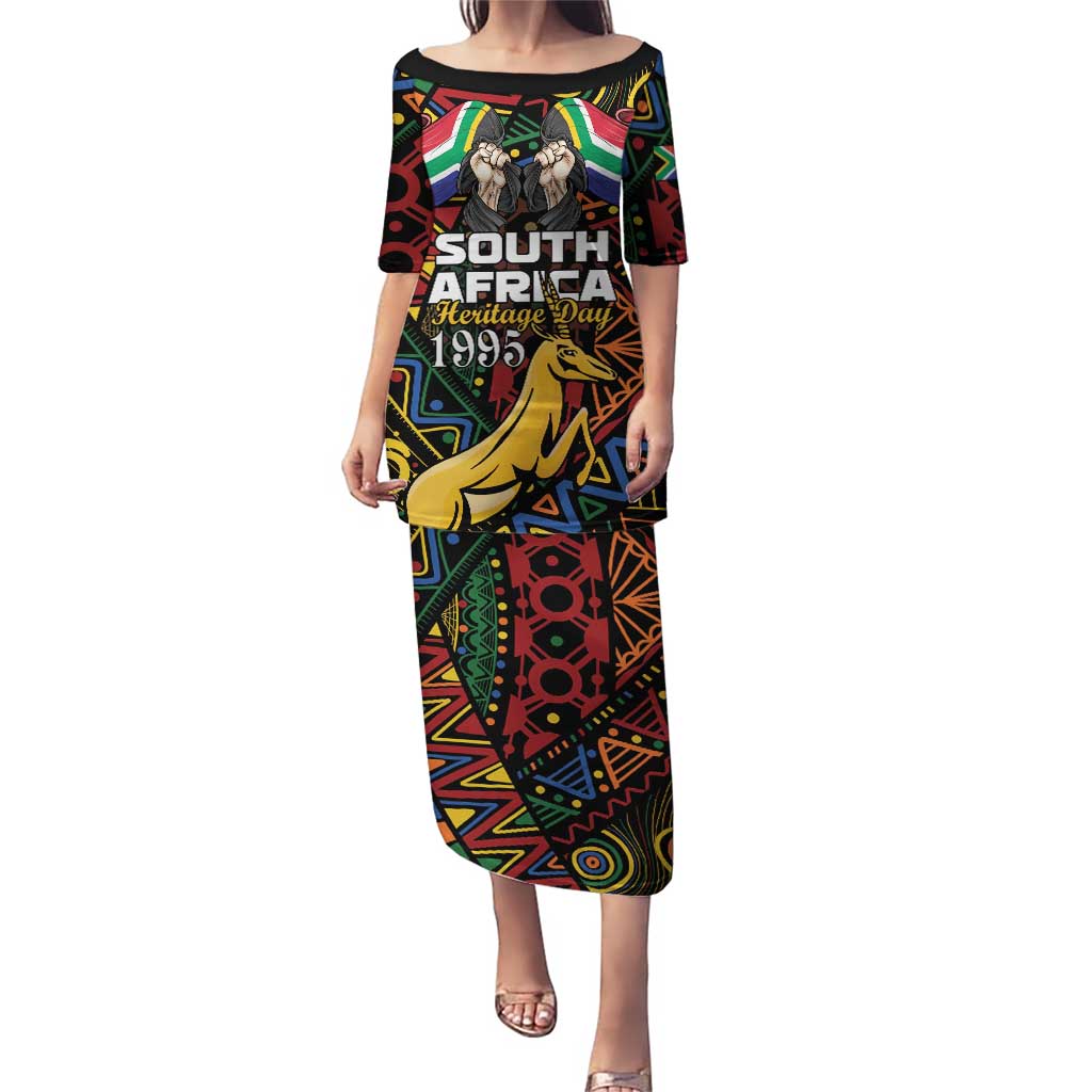 South African Heritage Day Puletasi Springbok African Pattern - Wonder Print Shop