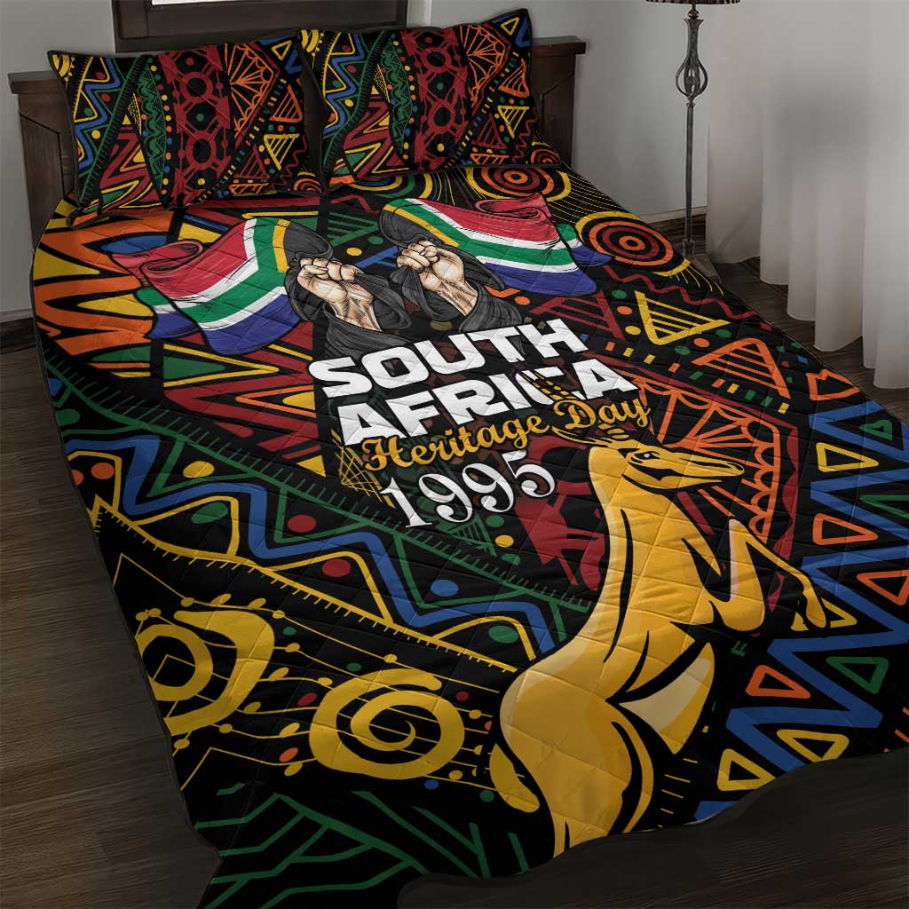 South African Heritage Day Quilt Bed Set Springbok African Pattern - Wonder Print Shop