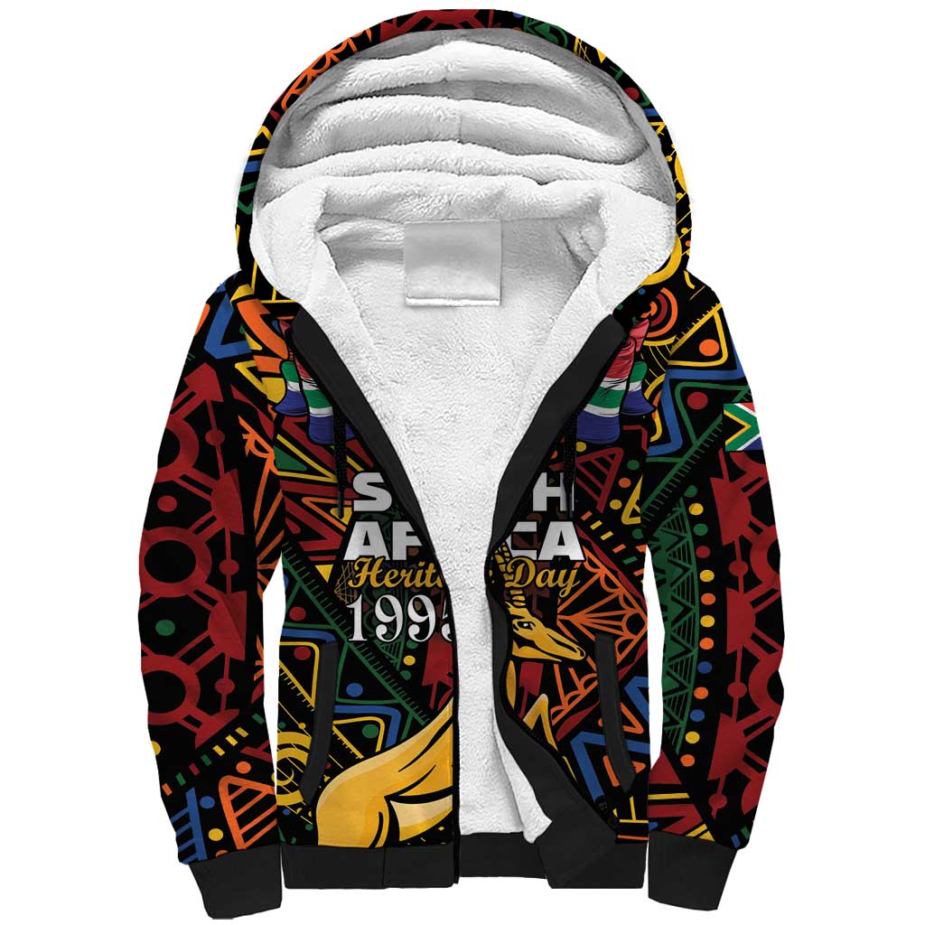 South African Heritage Day Sherpa Hoodie Springbok African Pattern - Wonder Print Shop