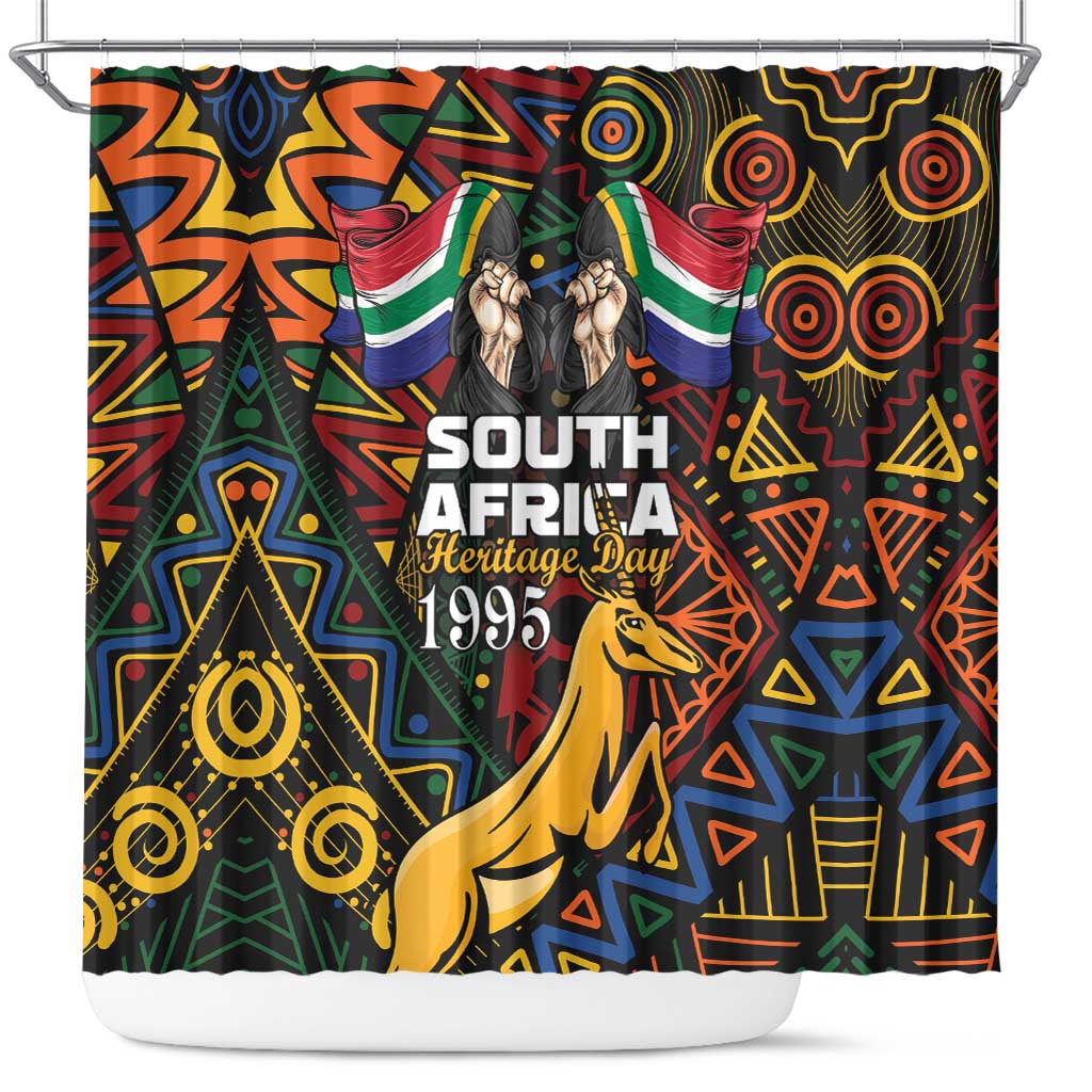 South African Heritage Day Shower Curtain Springbok African Pattern