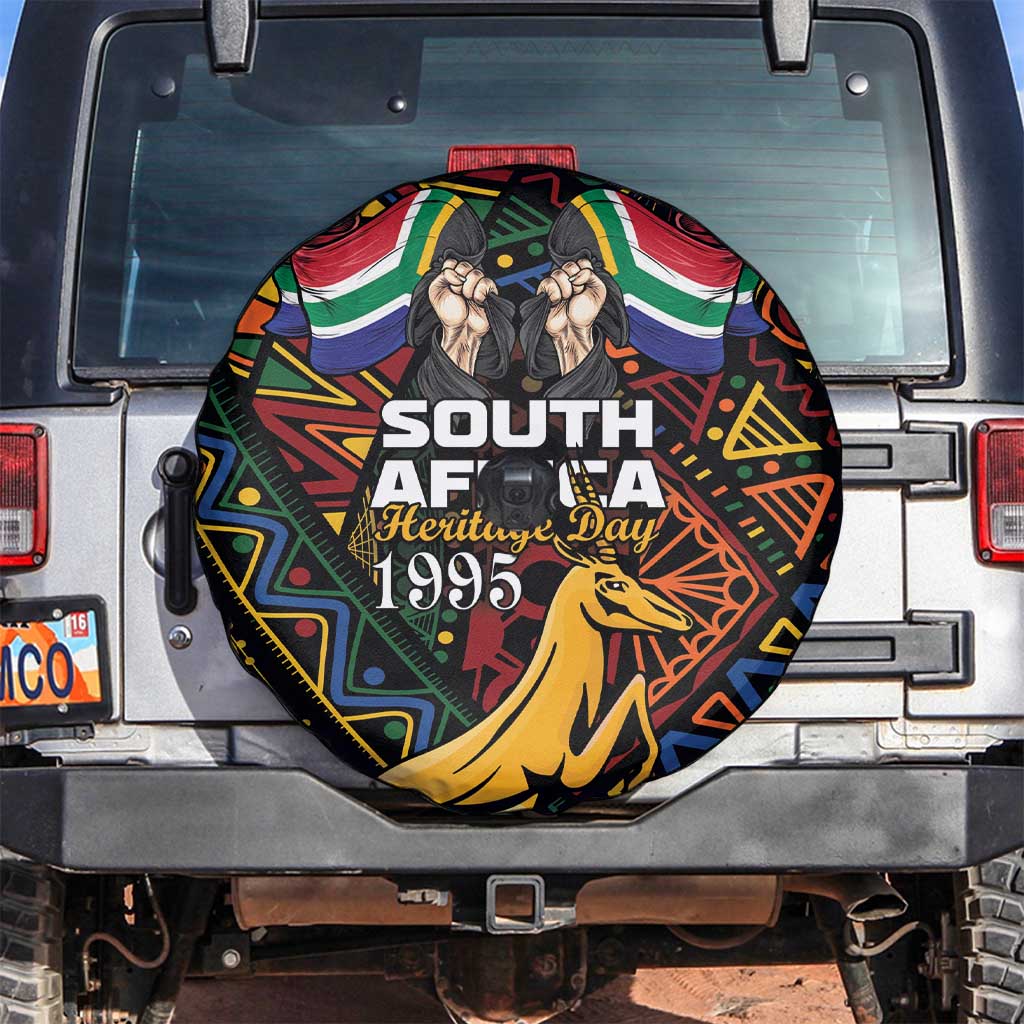 South African Heritage Day Spare Tire Cover Springbok African Pattern - Wonder Print Shop