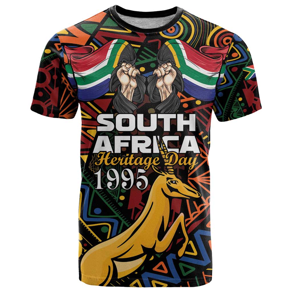 South African Heritage Day T Shirt Springbok African Pattern - Wonder Print Shop