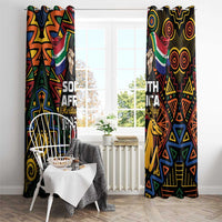 Two-panel African-pattern window curtain set with colorful motifs and “South Africa” text