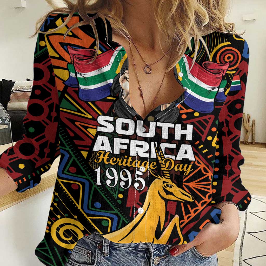 South African Heritage Day Women Casual Shirt Springbok African Pattern