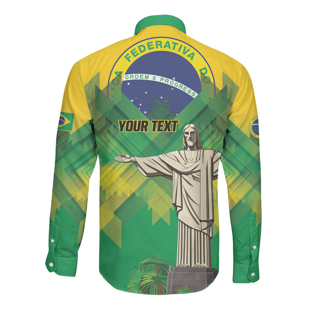 Personalized Brazil Christ The Redeemer Long Sleeve Button Shirt Sete de Setembro