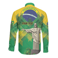 Personalized Brazil Christ The Redeemer Long Sleeve Button Shirt Sete de Setembro