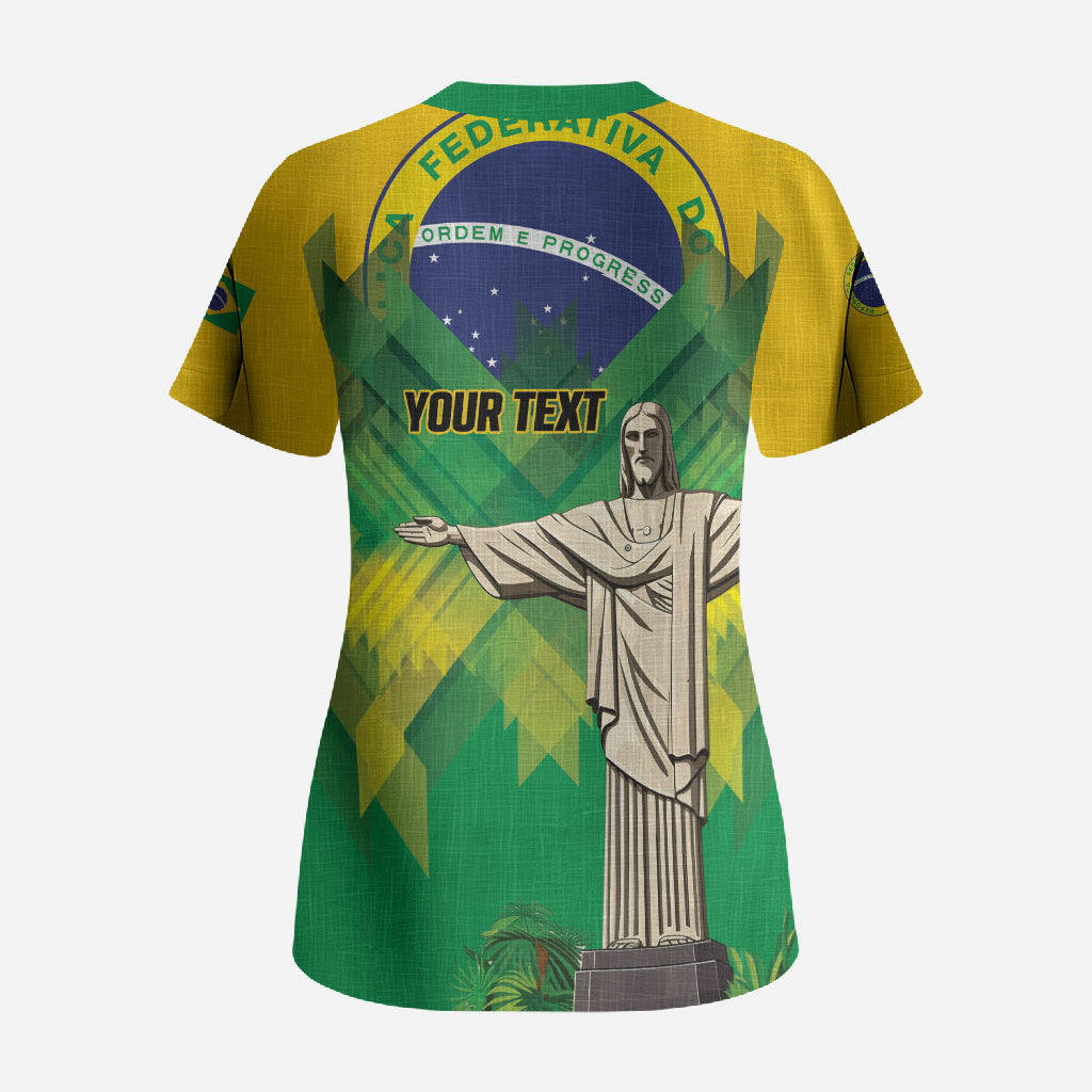 Personalized Brazil Christ The Redeemer Scrub Top Sete de Setembro