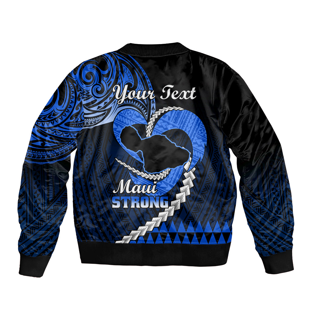 Personalized Hawaii bomber jacket with blue tribal back graphic, zip front