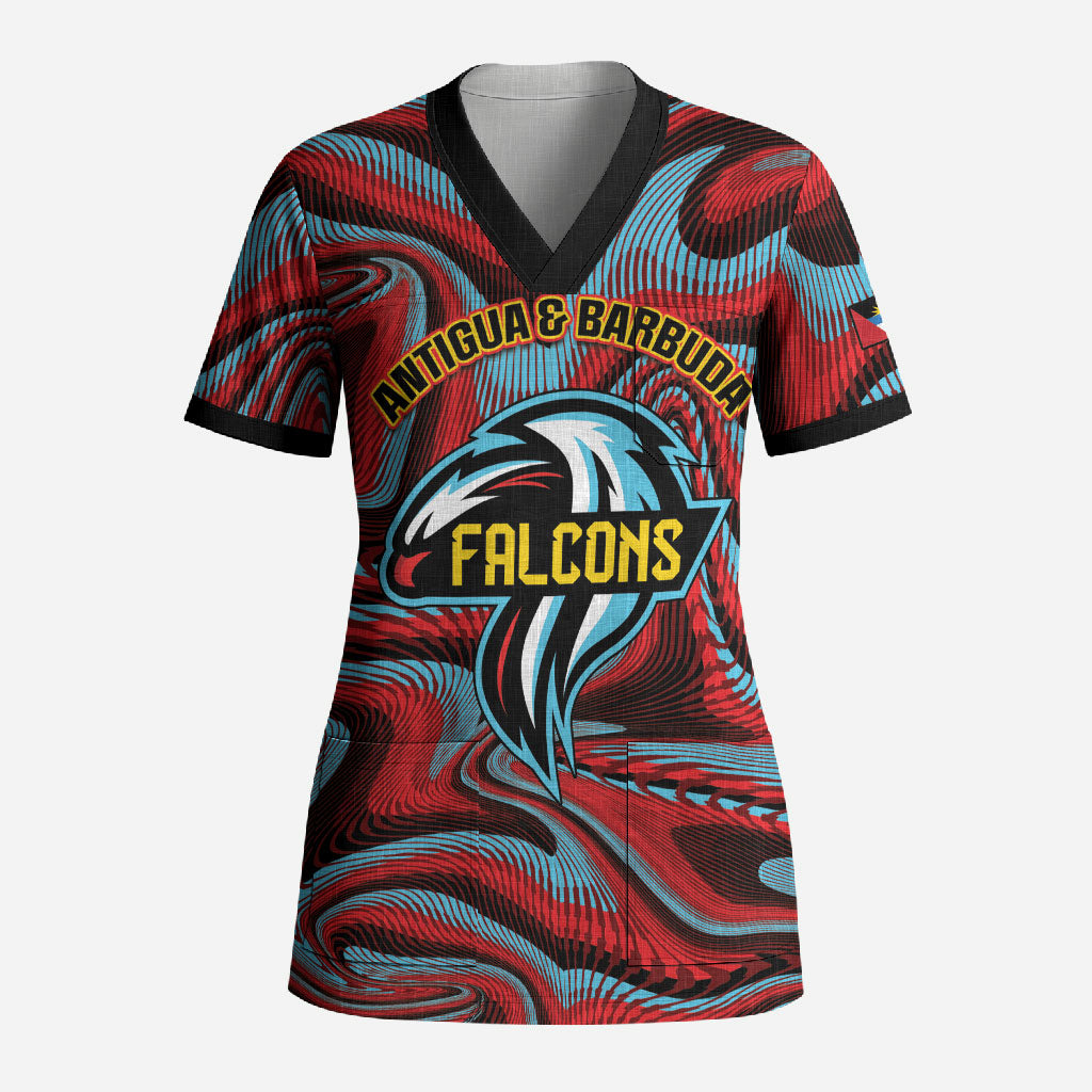 Custom Antigua and Barbuda Cricket Falcons Scrub Top Go Champions Special Edition