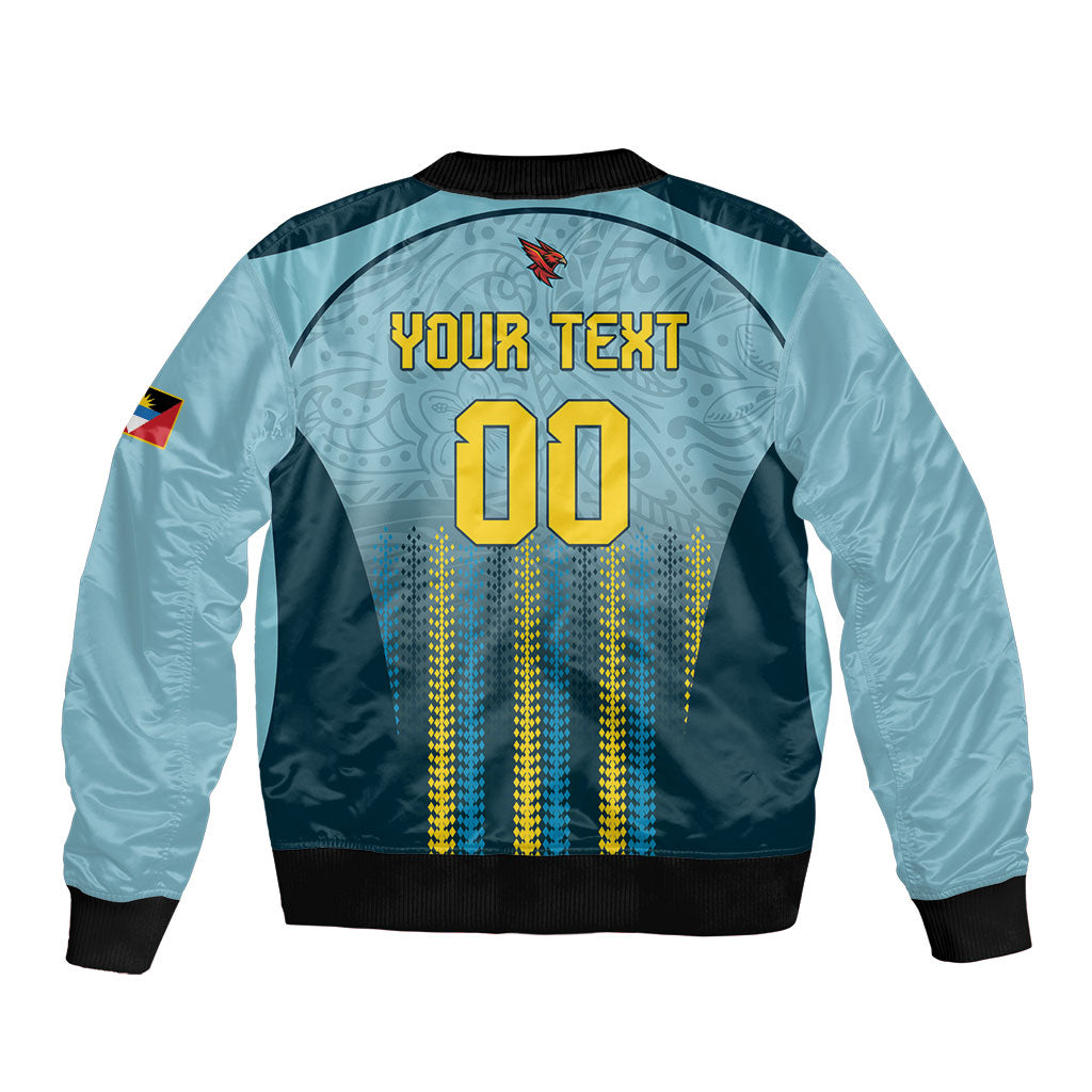 Custom Antigua and Barbuda 2026 Falcons Cricket Bomber Jacket Falcons Soaring High Blue Version
