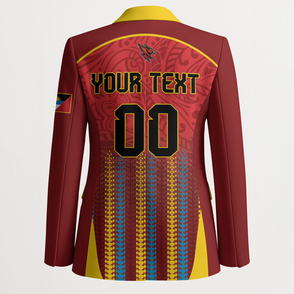 Custom Antigua and Barbuda 2026 Falcons Cricket Blazer Falcons Soaring High Red Version