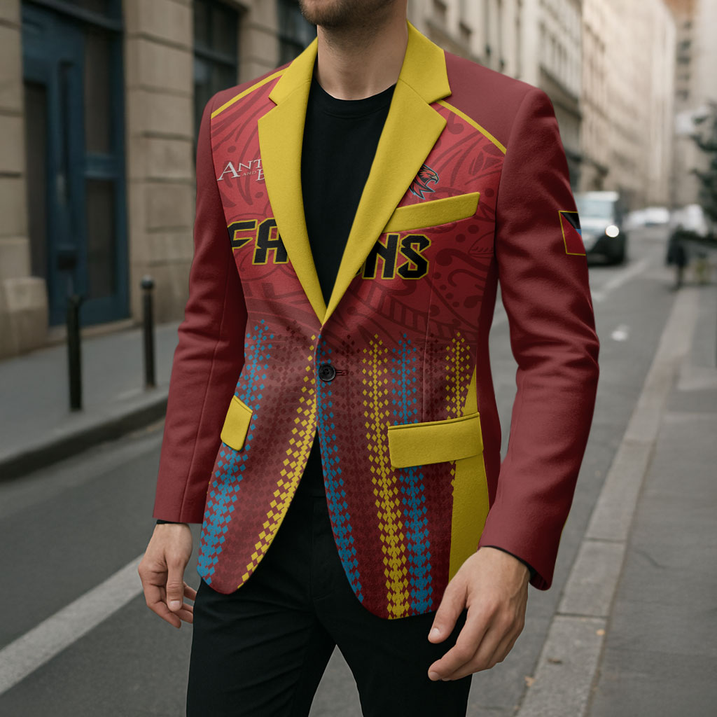 Custom Antigua and Barbuda 2026 Falcons Cricket Blazer Falcons Soaring High Red Version