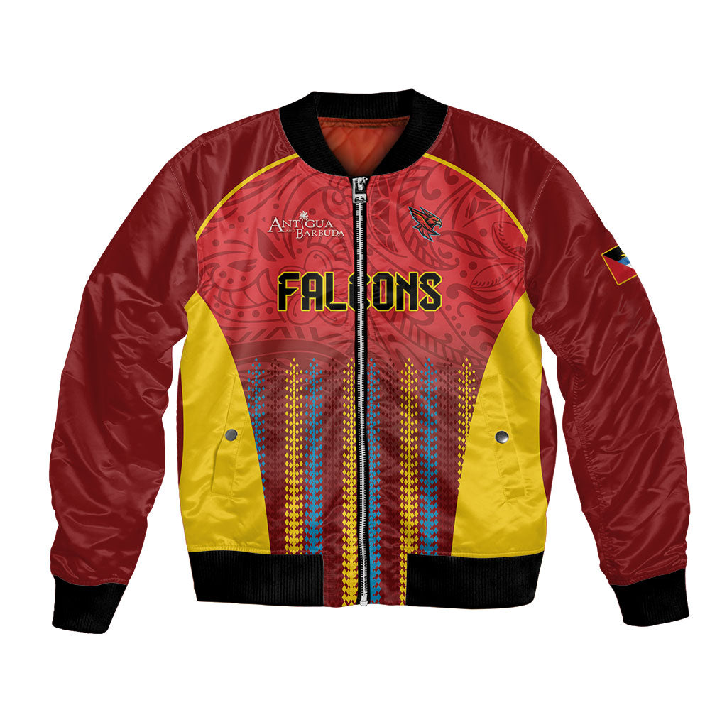 Custom Antigua and Barbuda 2026 Falcons Cricket Bomber Jacket Falcons Soaring High Red Version