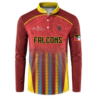 Custom Antigua and Barbuda 2026 Falcons Cricket Button Sweatshirt Falcons Soaring High Red Version