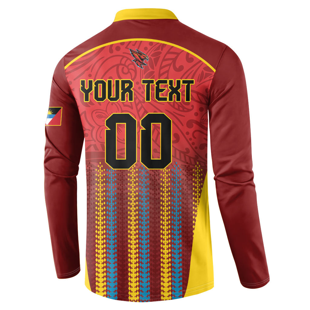 Custom Antigua and Barbuda 2026 Falcons Cricket Button Sweatshirt Falcons Soaring High Red Version