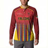 Custom Antigua and Barbuda 2026 Falcons Cricket Button Sweatshirt Falcons Soaring High Red Version