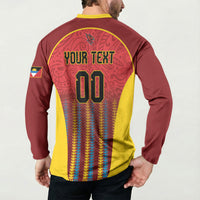 Custom Antigua and Barbuda 2026 Falcons Cricket Button Sweatshirt Falcons Soaring High Red Version