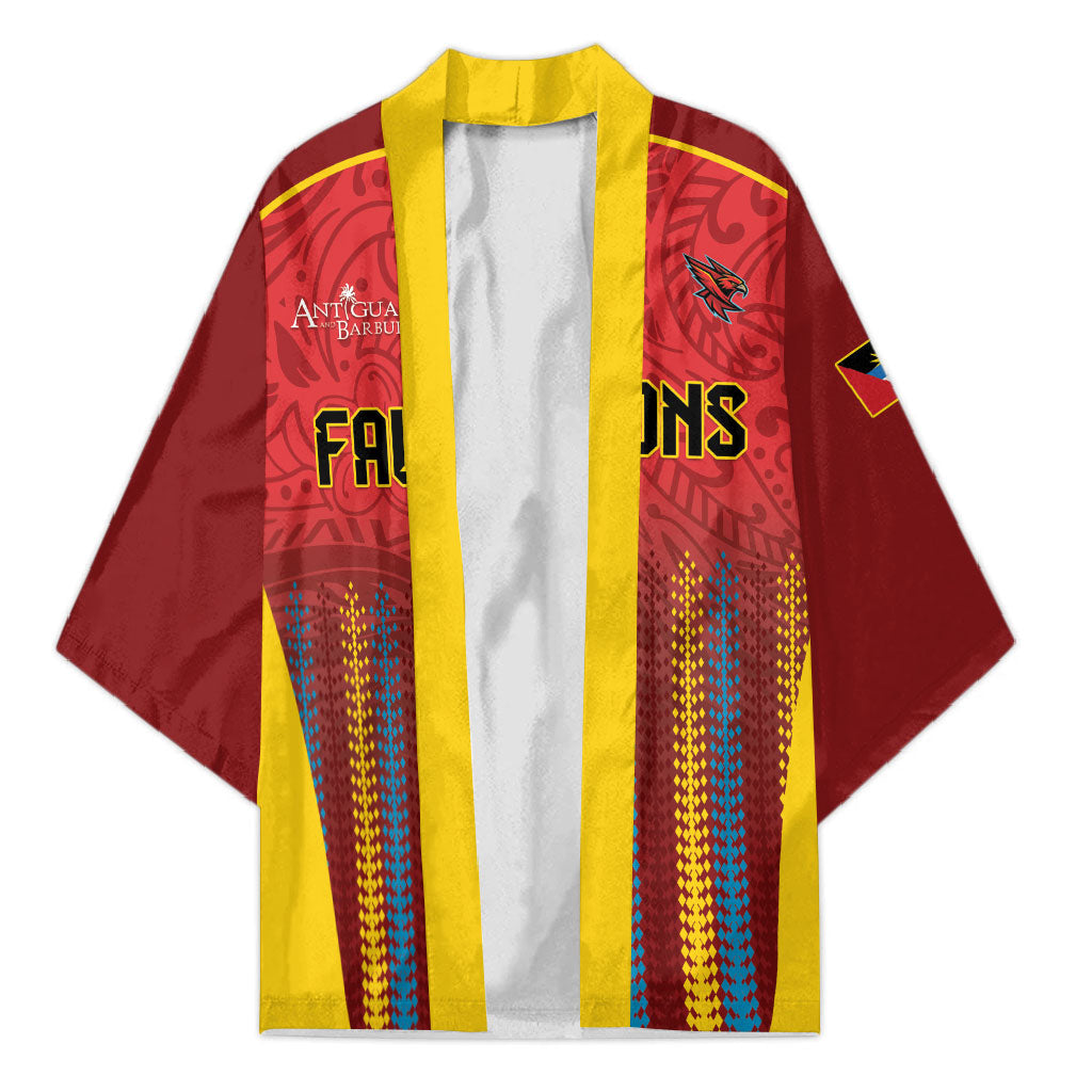 Custom Antigua and Barbuda 2026 Falcons Cricket Kimono Falcons Soaring High Red Version
