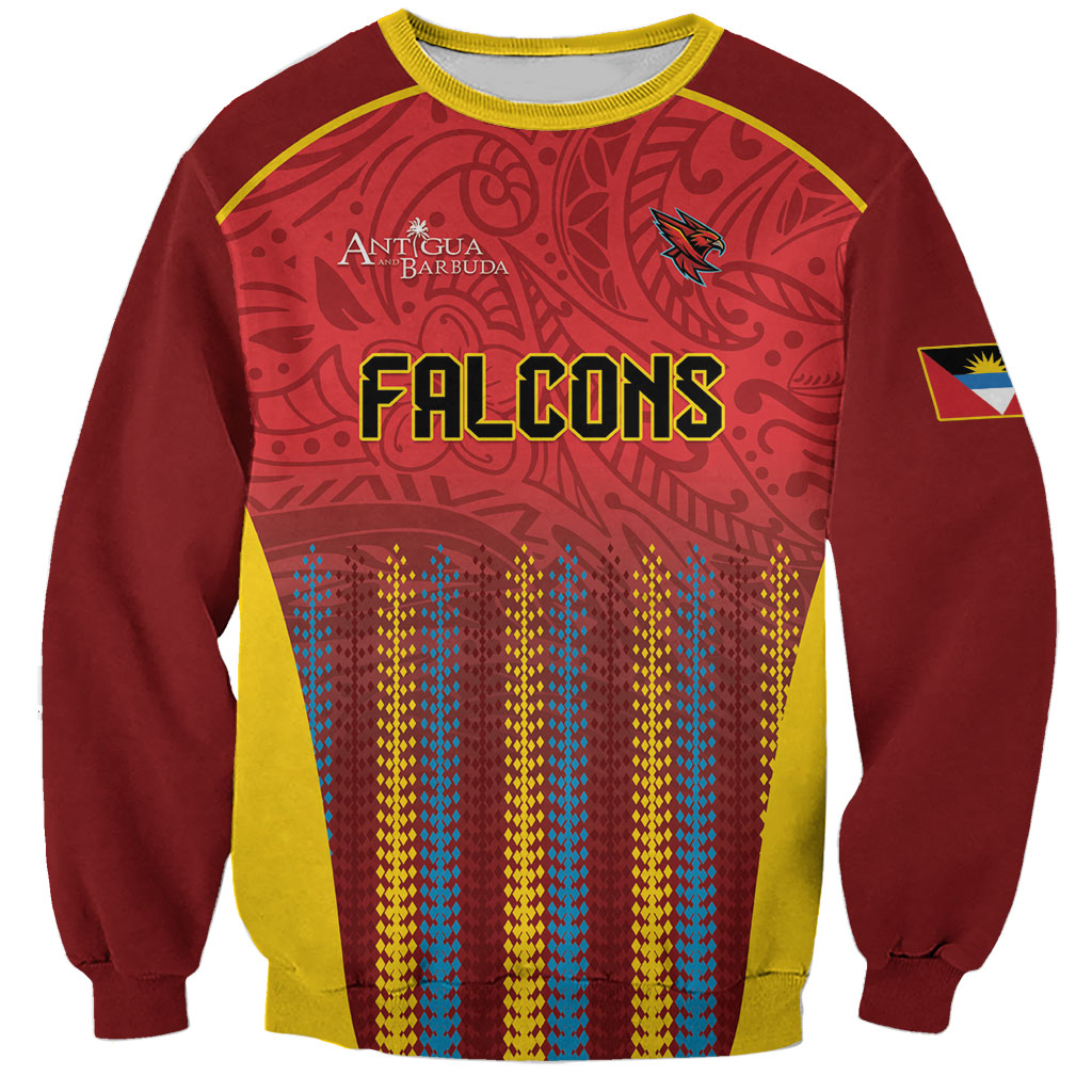 Custom Antigua and Barbuda 2026 Falcons Cricket Sweatshirt Falcons Soaring High Red Version