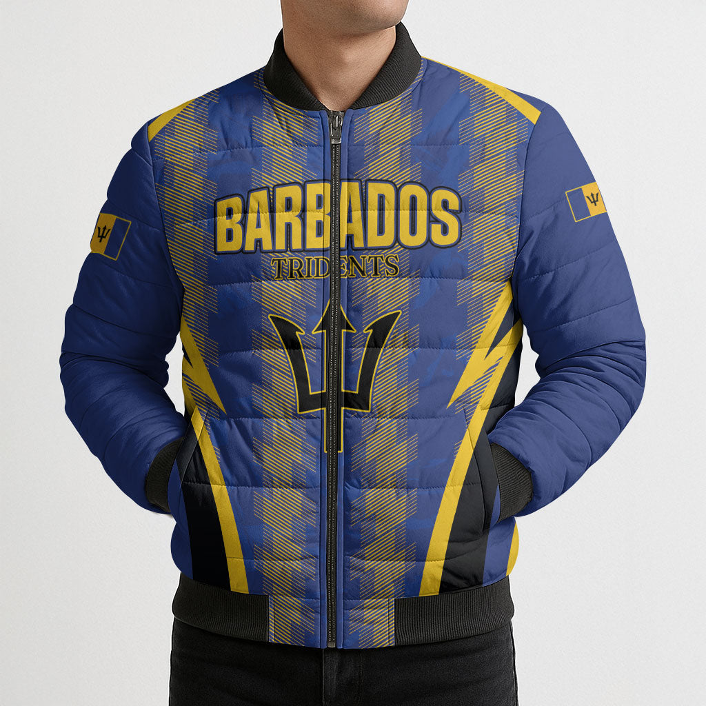 Custom Barbados 2026 Tridents Cricket Bomber Puffer Jacket Go Champions