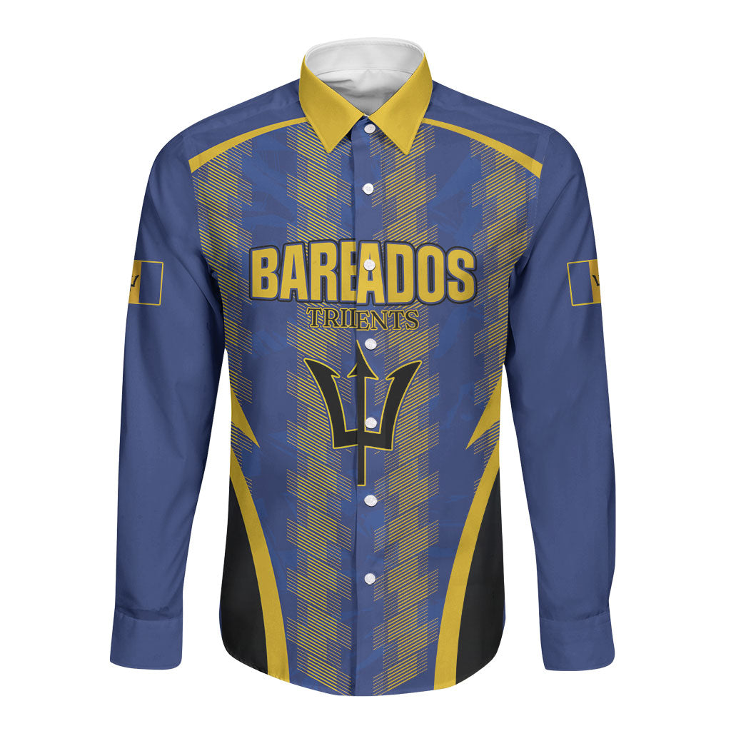 Custom Barbados 2026 Tridents Cricket Long Sleeve Button Shirt Go Champions